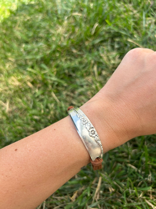 Lilac Time Leather Silverware Bracelet