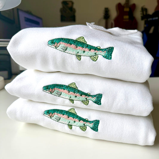 Embroidered Trout Crewneck
