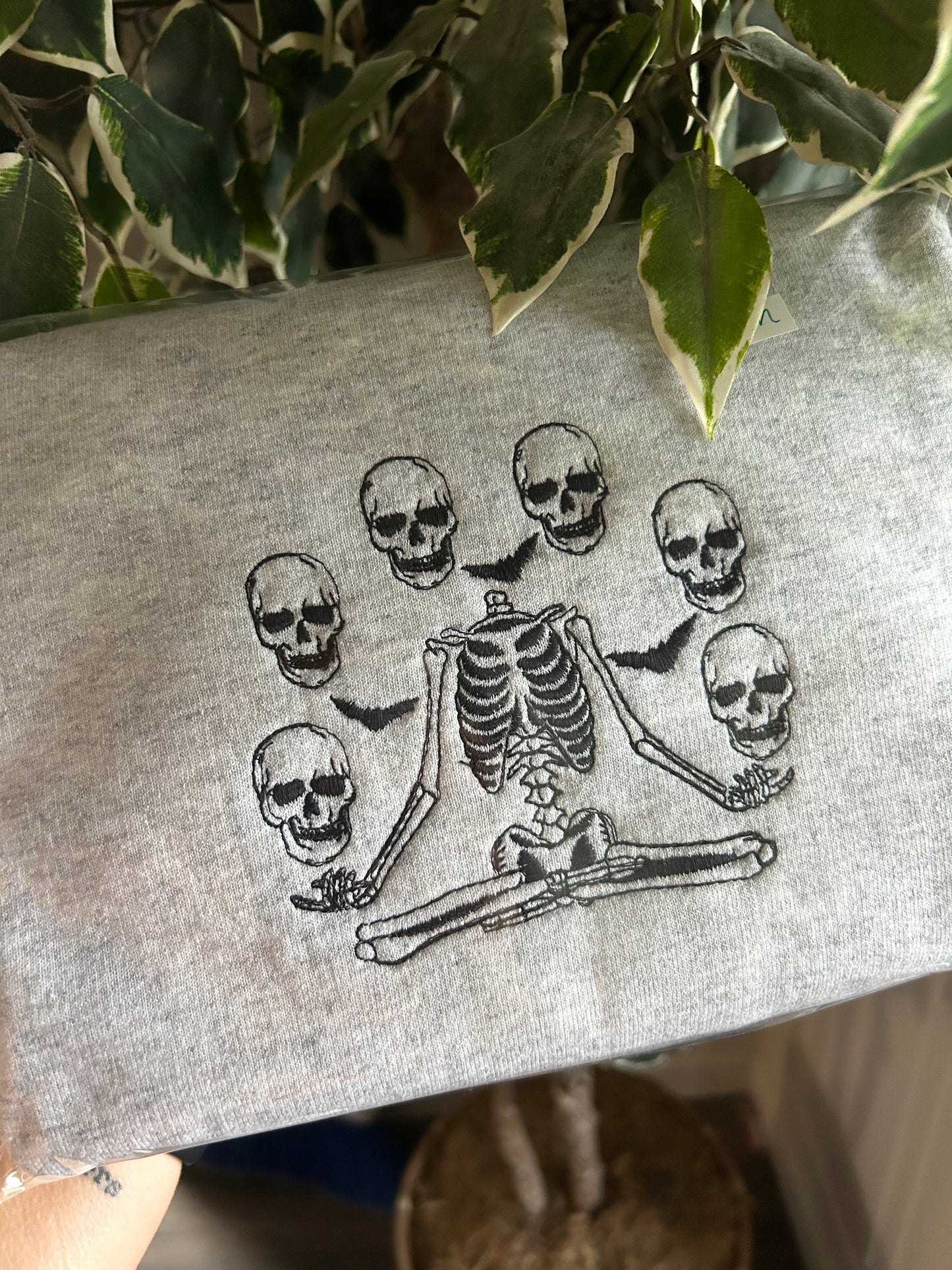 Skeleton Head Embroidered Crewneck