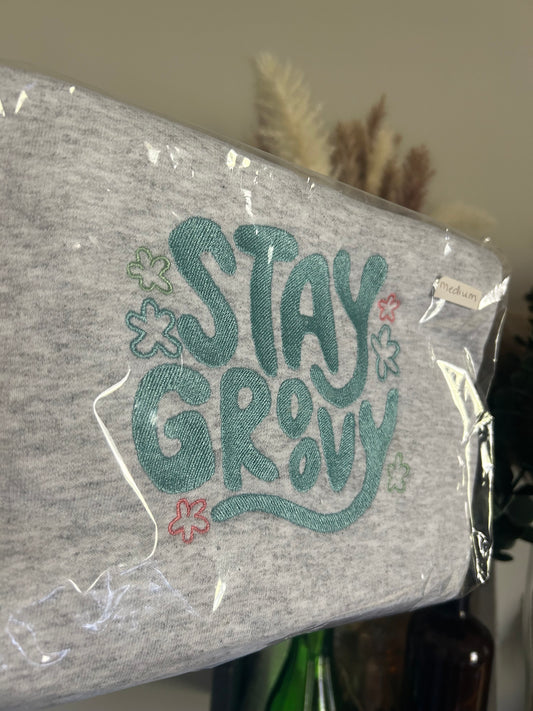 Stay Groovy Embroidered Crewneck