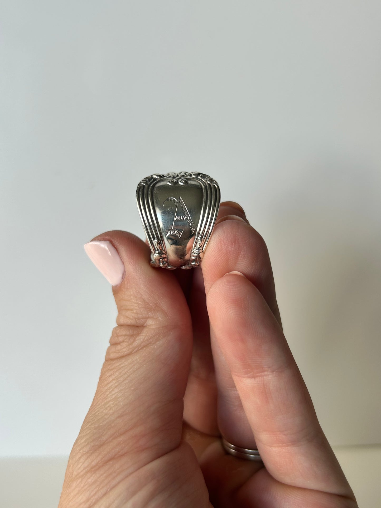 Sterling Silver "A" Spoon Ring