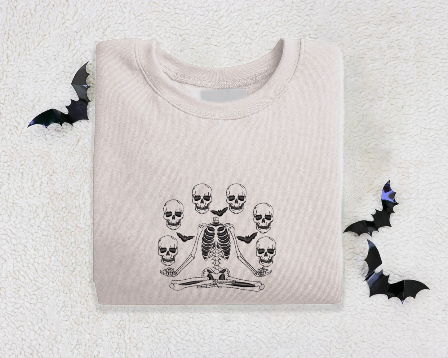 Skeleton Head Embroidered Crewneck