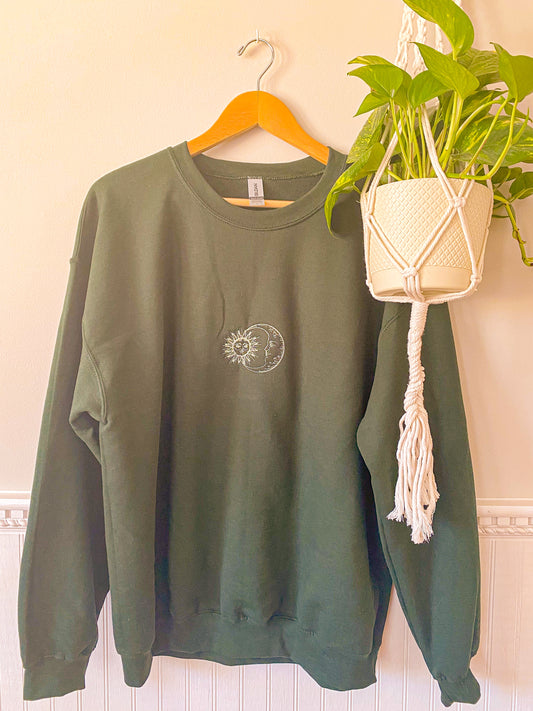 Sun & Moon Embroidered Crewneck