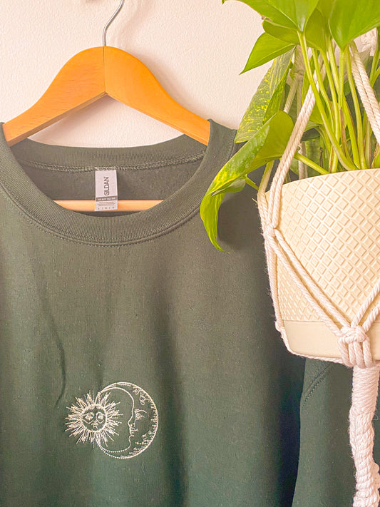 Sun & Moon Embroidered Crewneck