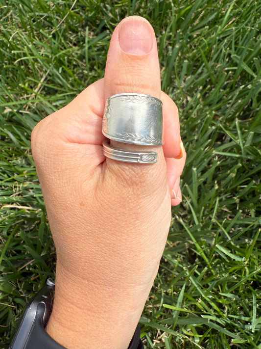 Evergreen Scroll Sterling Silver Spoon Ring