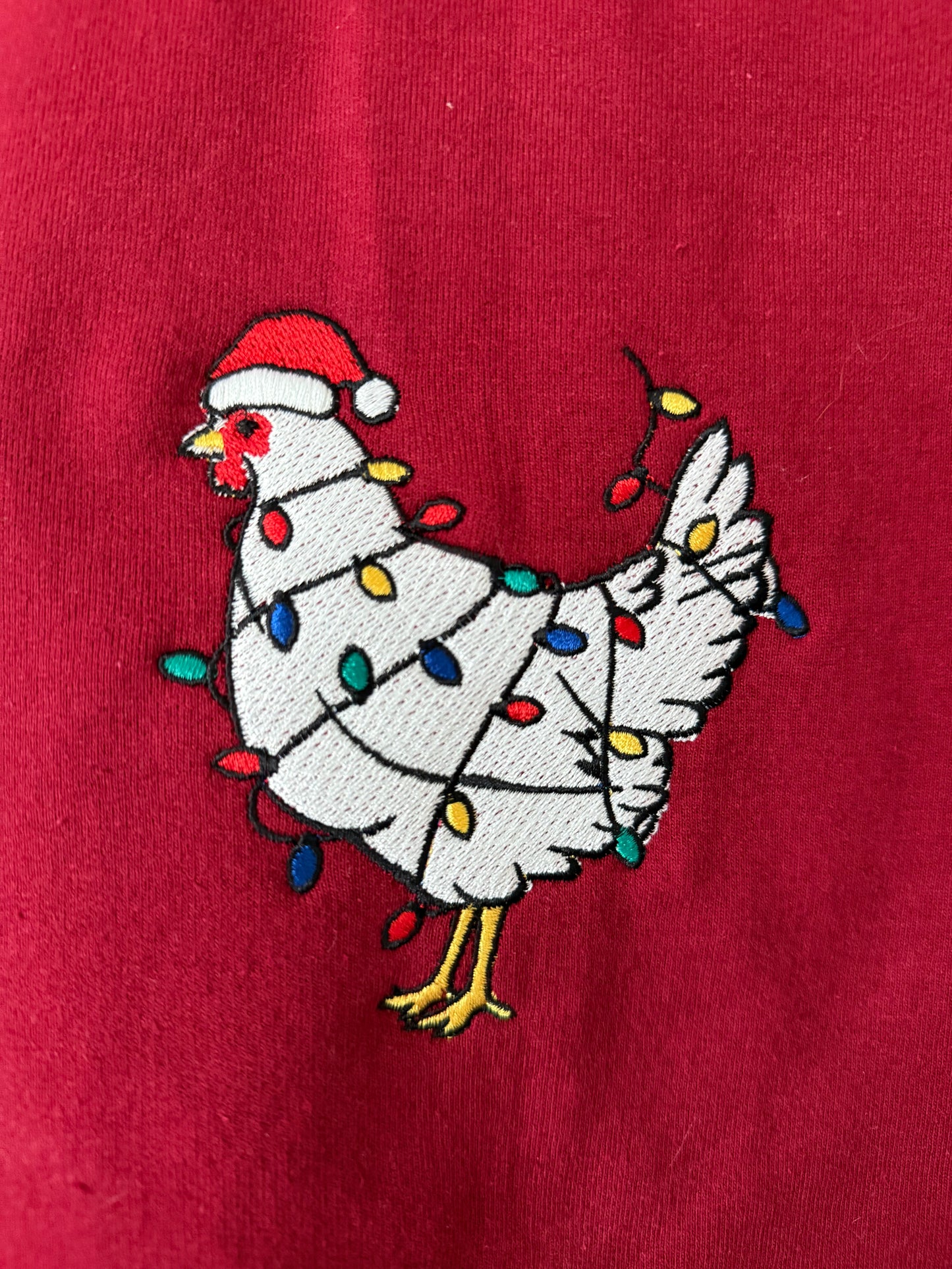 Embroidered Festive Chicken Crewneck