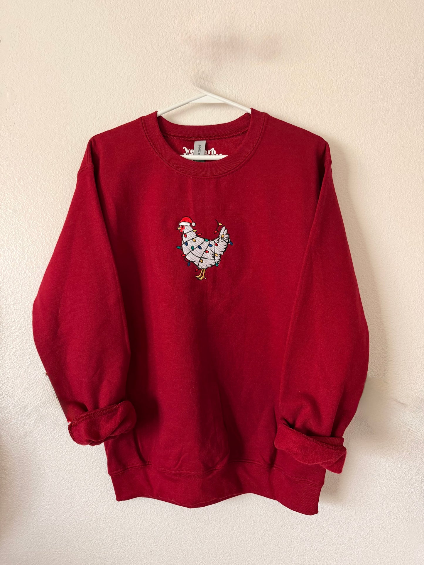 Embroidered Festive Chicken Crewneck
