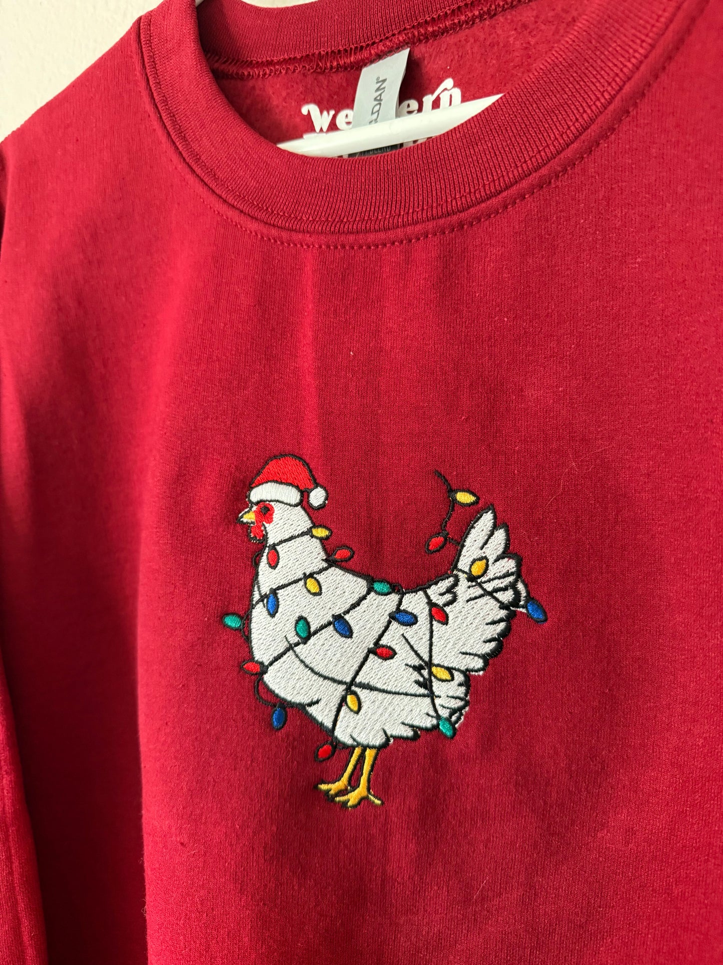 Embroidered Festive Chicken Crewneck