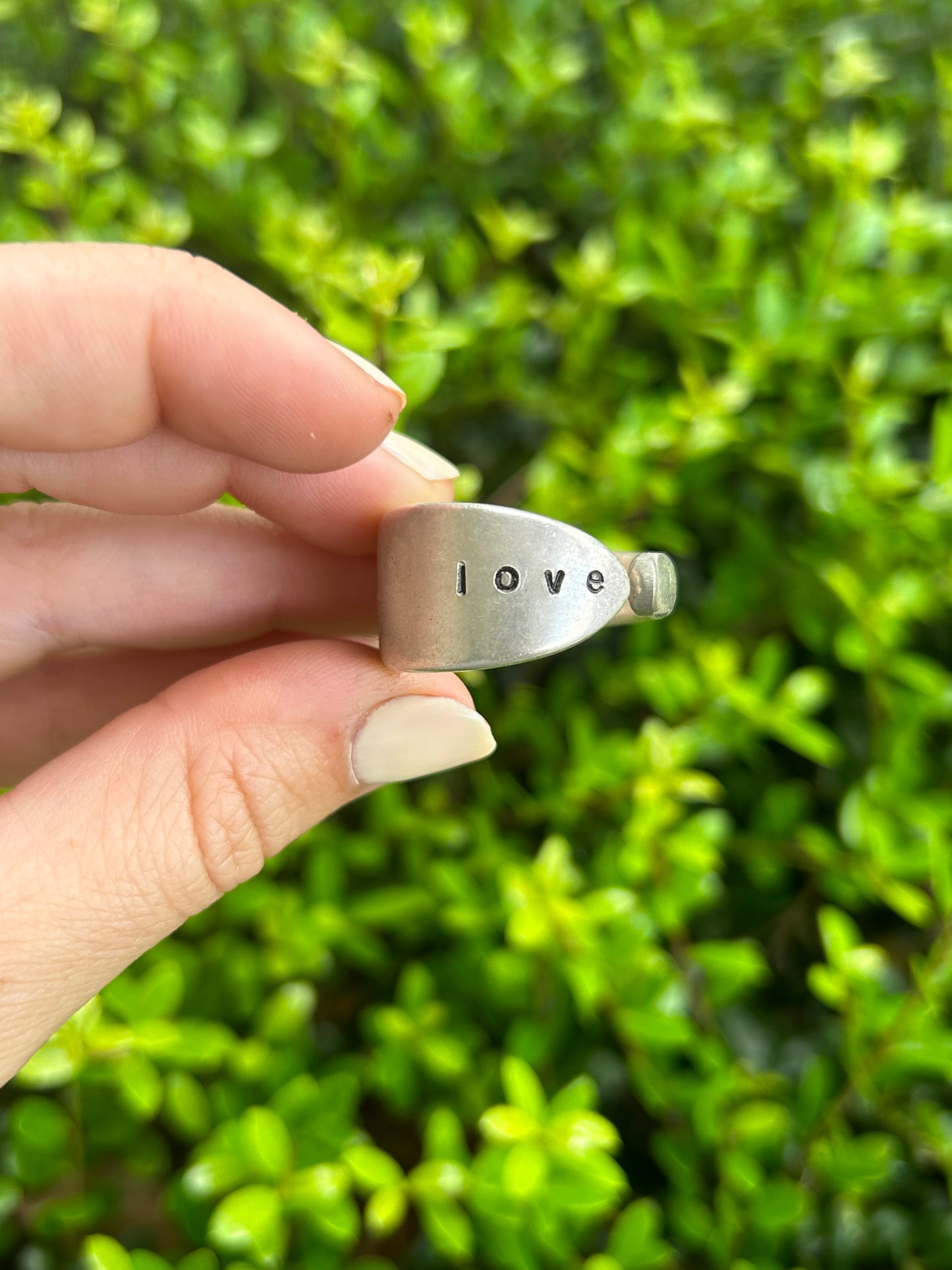 "Love" Stamped Spoon Ring