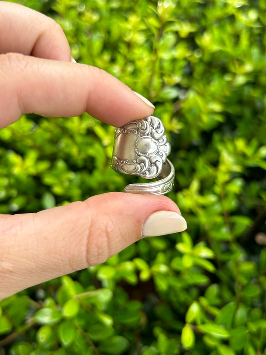 Gem Flare Wrap Spoon Ring (2 sizes)