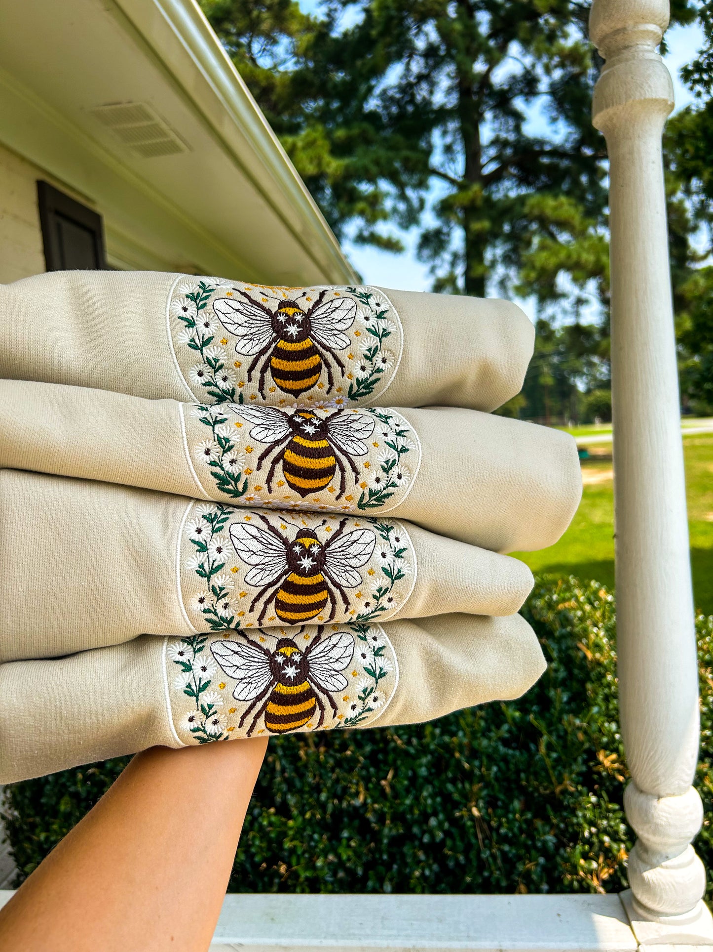 Embroidered Boho Bee Crewneck