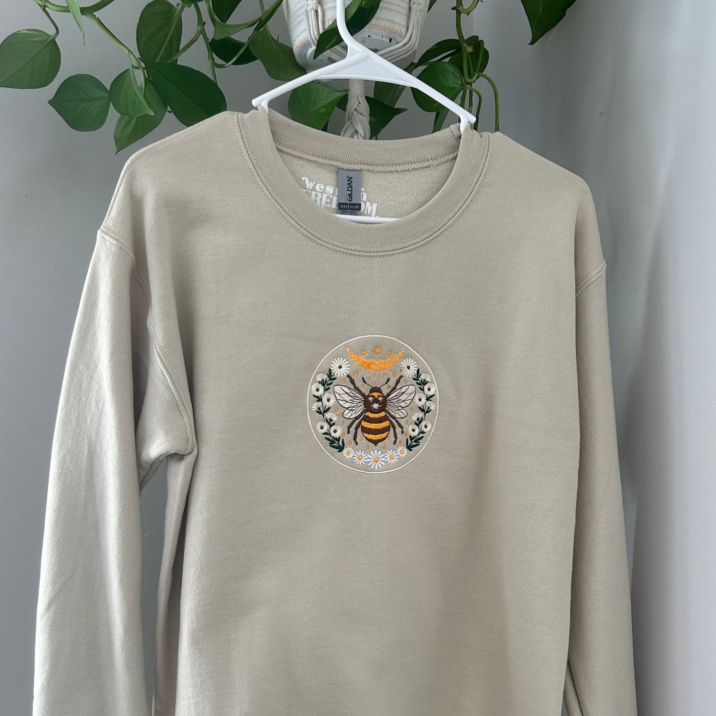 *Flawed* Small Embroidered Boho Bee Crewneck