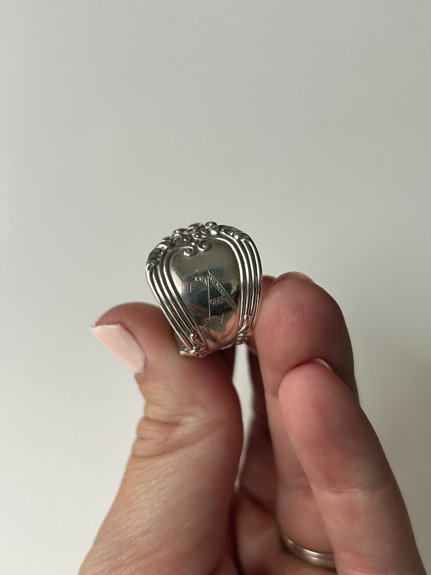 Sterling Silver "A" Spoon Ring