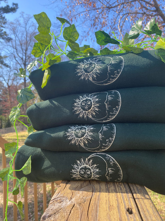 Sun & Moon Embroidered Crewneck